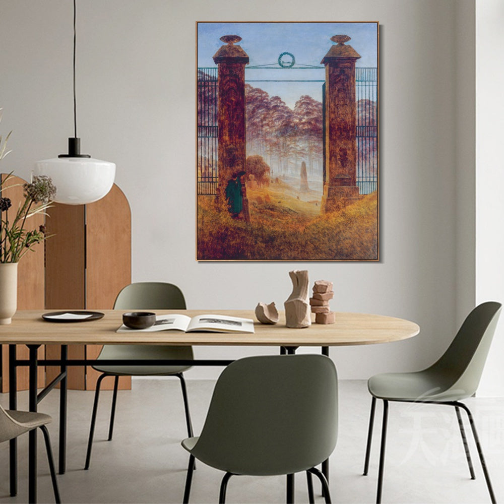 INVIN ART Framed Canvas the graveyard gate by Caspar David Friedrich Wall Art Living Room Home Office Decorations