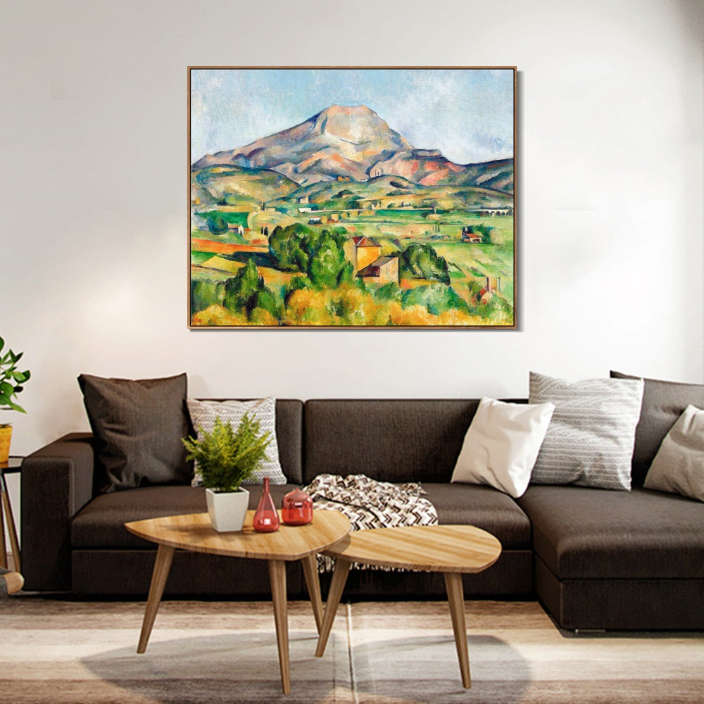 INVIN ART Framed Canvas Giclee Print Art Mont Sainte-Victoire seen from Bellevue by Paul Cezanne Wall Art
