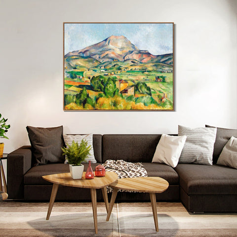 INVIN ART Framed Canvas Giclee Print Art Mont Sainte-Victoire seen from Bellevue by Paul Cezanne Wall Art Living Room Home Office Decorations