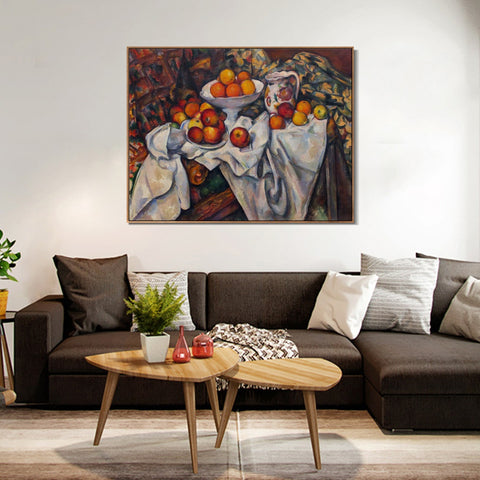 INVIN ART Framed Canvas Giclee Print Art Apples and Oranges by Paul Cezanne Wall Art Living Room Home Office Decorations