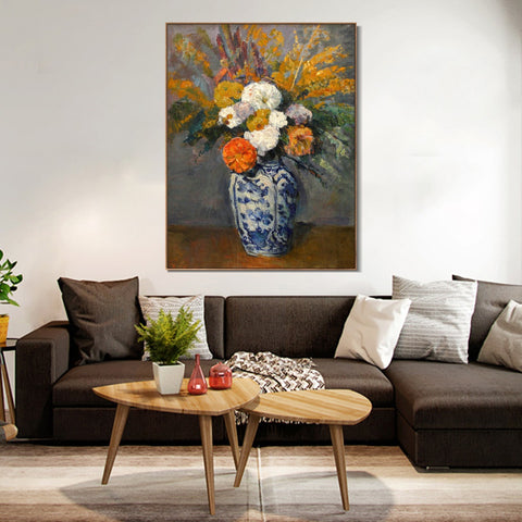 INVIN ART Framed Canvas Giclee Print Art Dahlias 1873 by Paul Cezanne Wall Art Living Room Home Office Decorations