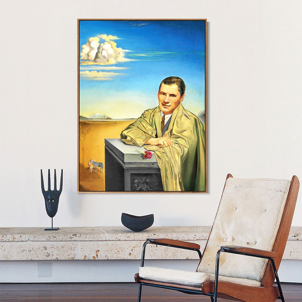 INVIN ART Framed Canvas Portrait of Monsieur John Perona(1949) by Salvador Dal Wall Art Living Room Home Office Decorations