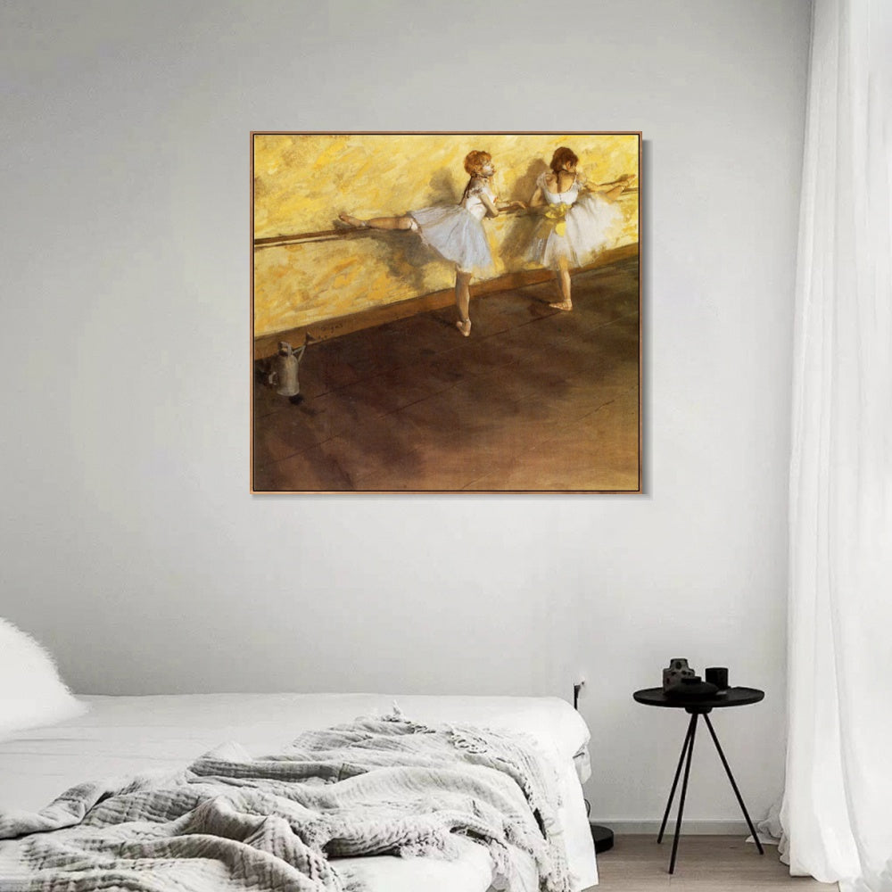 INVIN ART Framed Canvas Giclee Print Art Danseuses 篓陇 la barre  by Edgar Degas Wall Art