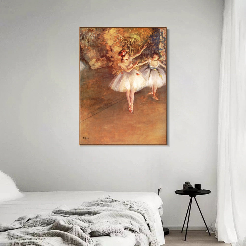 INVIN ART Framed Canvas Giclee Print Art Deux danseuses en sc篓篓ne  by Edgar Degas Wall Art
