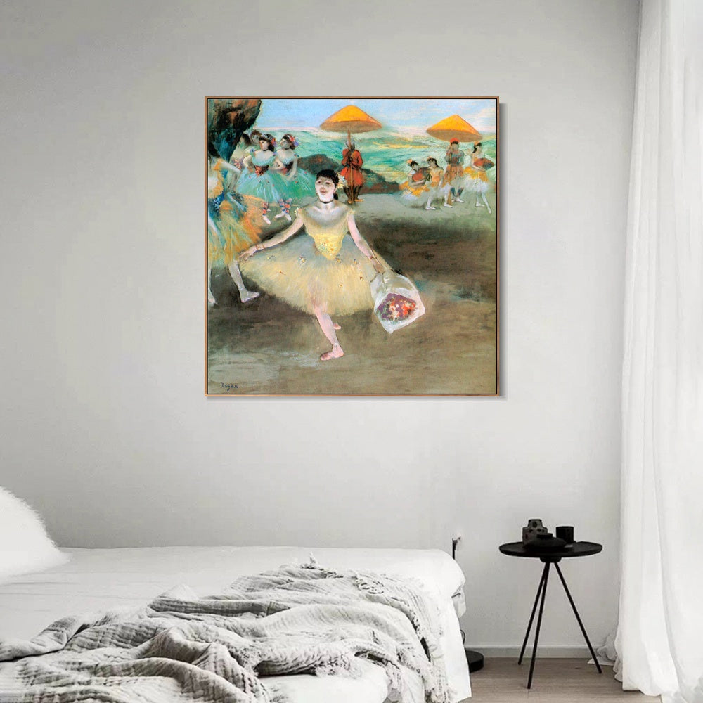 INVIN ART Framed Canvas Giclee Print Art La Danseuse au bouquet saluant by Edgar Degas Wall Art