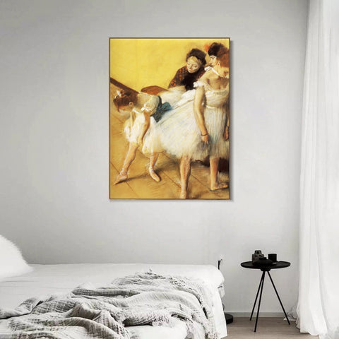 INVIN ART Framed Canvas Giclee Print Art Examen de Danse, Danseuses à leur toilette sur papier by Edgar Degas Wall Art Living Room Home Office Decorations