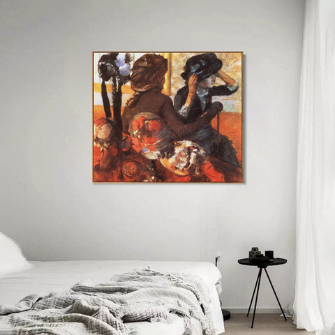 INVIN ART Framed Canvas Giclee Print Art Chez le modiste by Edgar Degas Wall Art Living Room Home Office Decorations