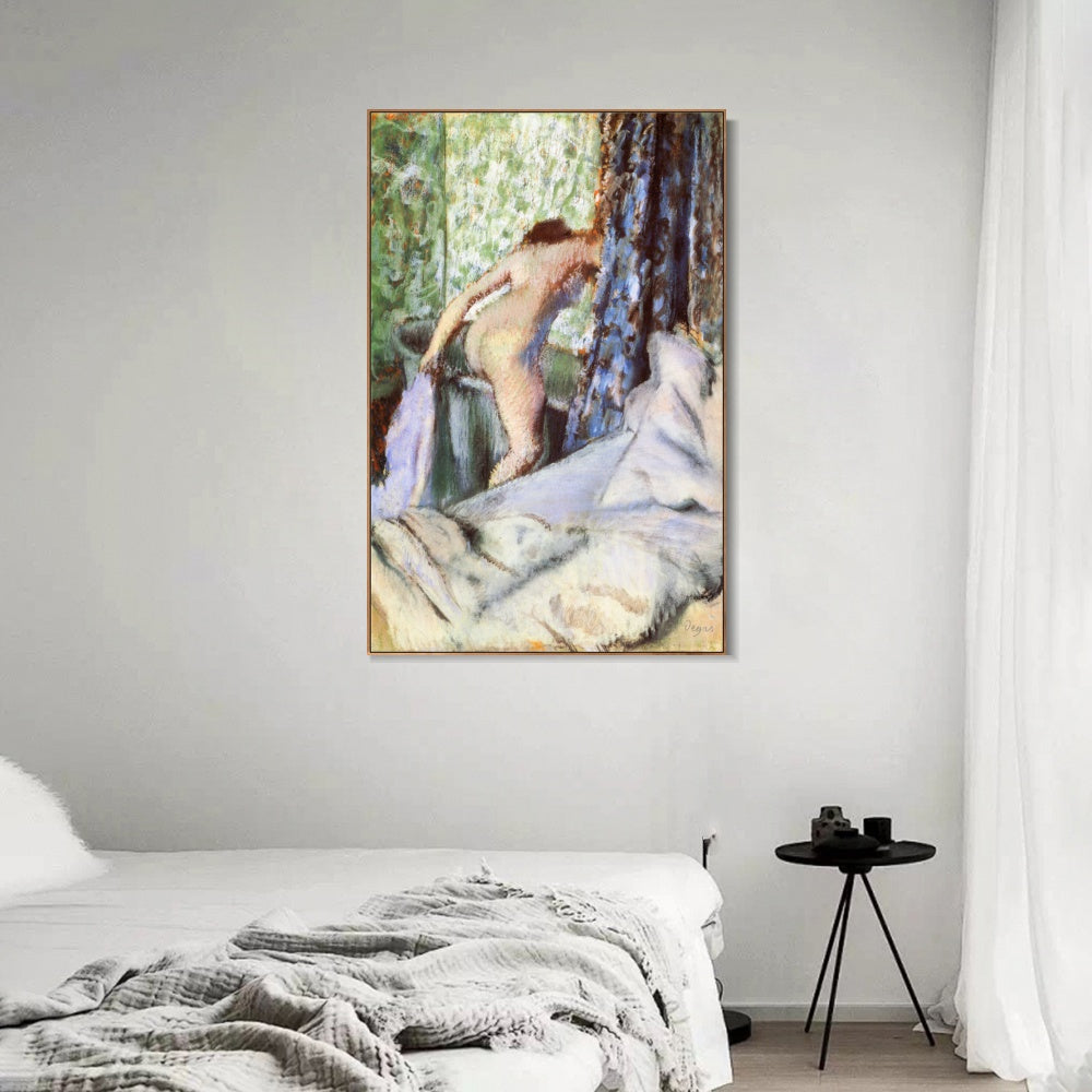 INVIN ART Framed Canvas Giclee Print Art Le Bain, le bain matinal Papier sur papier verg篓娄 by Edgar Degas Wall Art