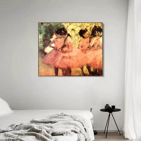 INVIN ART Framed Canvas Giclee Print Art Les danseuses roses, Avant le ballet by Edgar Degas Wall Art Living Room Home Office Decorations