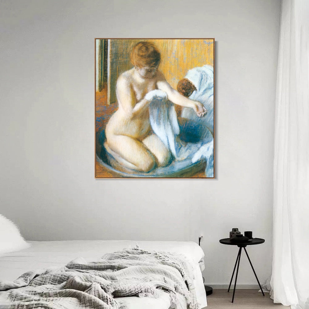 INVIN ART Framed Canvas Giclee Print Art Femme au tub Woman with the tub by Edgar Degas Wall Art