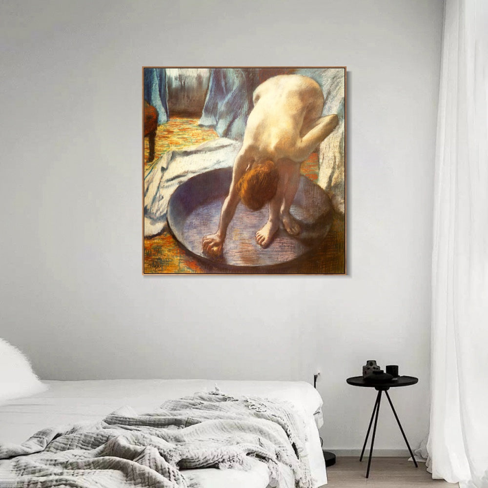 INVIN ART Framed Canvas Giclee Print Art Le Tub by Edgar Degas Wall Art