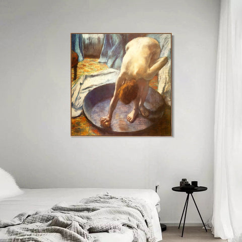 INVIN ART Framed Canvas Giclee Print Art Le Tub by Edgar Degas Wall Art Living Room Home Office Decorations