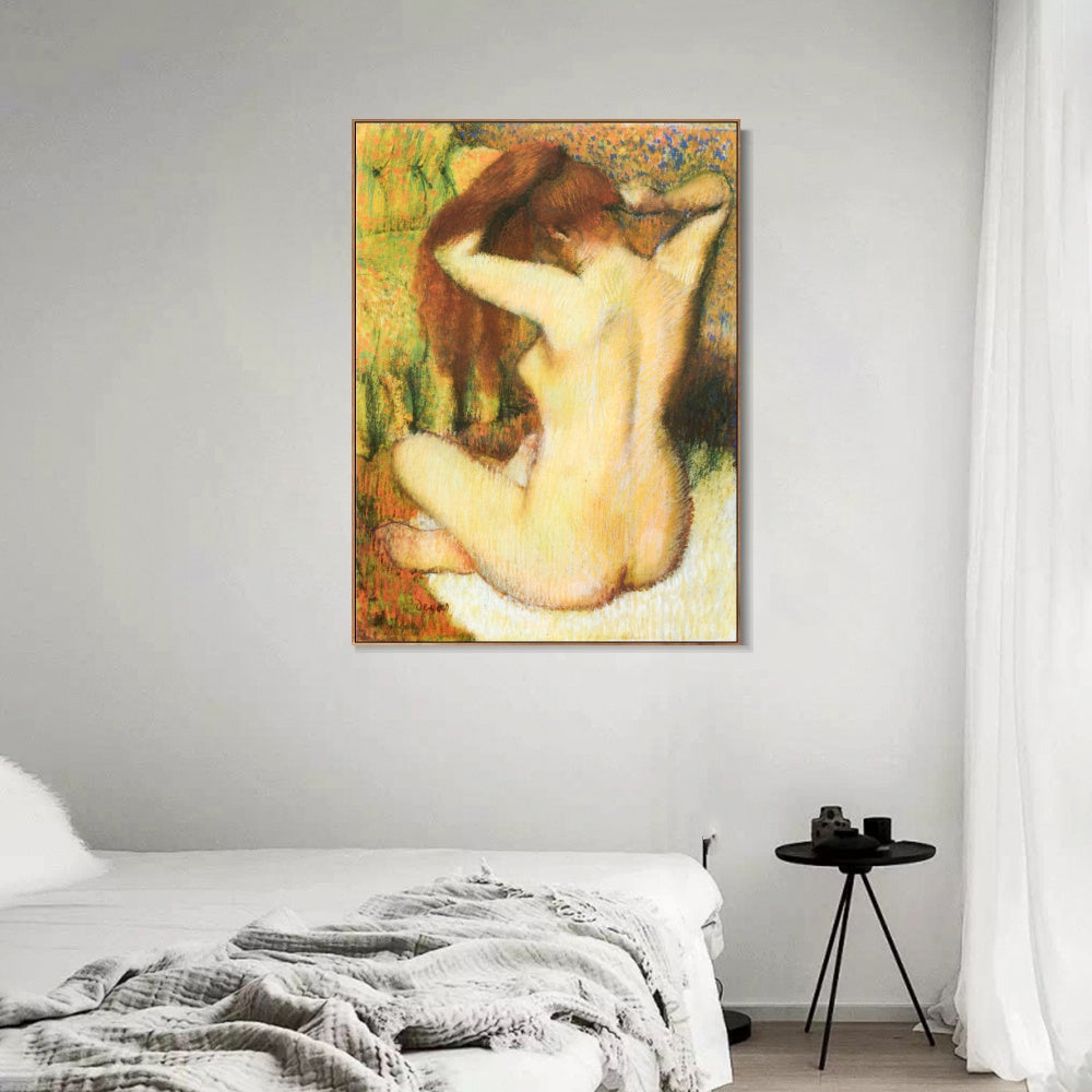 INVIN ART Framed Canvas Giclee Print Art Femme se coiffant Woman being capped by Edgar Degas Wall Art