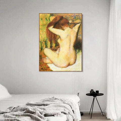 INVIN ART Framed Canvas Giclee Print Art Femme se coiffant Woman being capped by Edgar Degas Wall Art Living Room Home Office Decorations