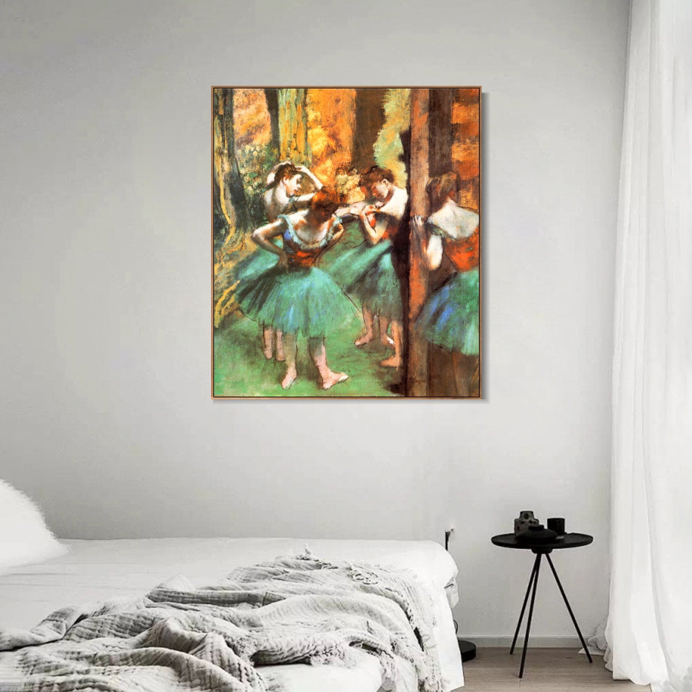 INVIN ART Framed Canvas Giclee Print Art Danseuses roses et vertes by Edgar Degas Wall Art