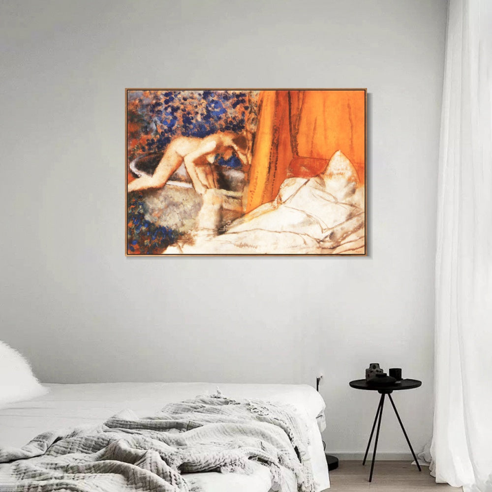 INVIN ART Framed Canvas Giclee Print Art Le Bain by Edgar Degas Wall Art