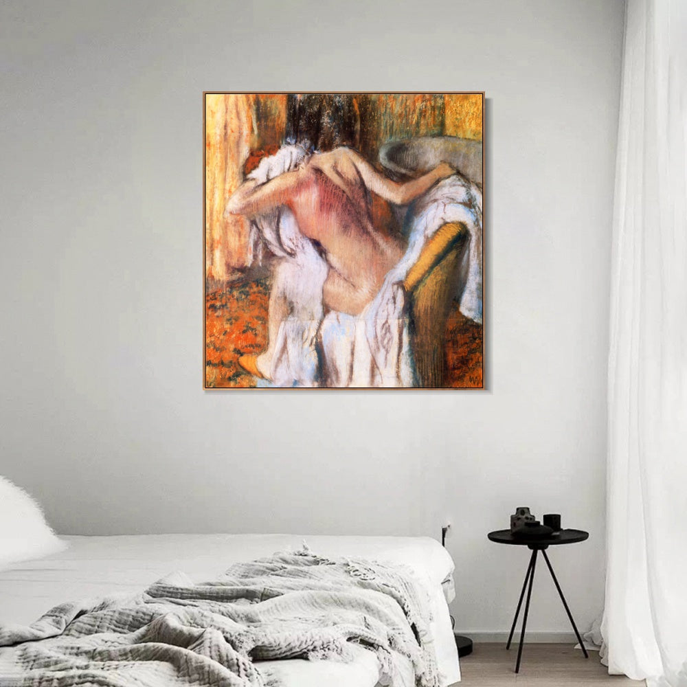 INVIN ART Framed Canvas Giclee Print Apr篓篓s le bain, femme s'asseyant by Edgar Degas Wall Art