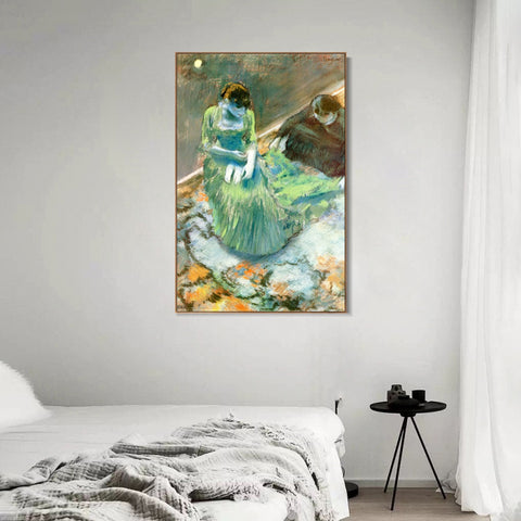 INVIN ART Framed Canvas Giclee Print Art Avant le lever du rideau  by Edgar Degas Wall Art Living Room Home Office Decorations