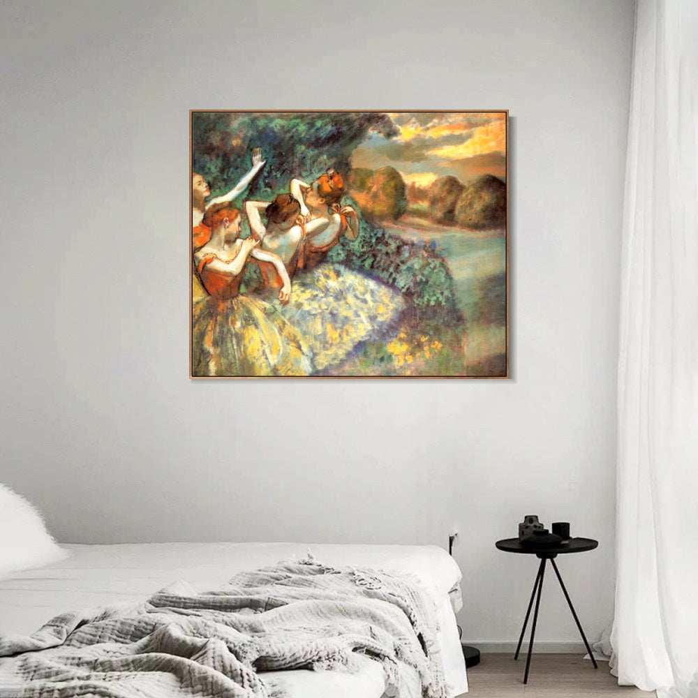 INVIN ART Framed Canvas Giclee Print En attendant l'entr篓娄e en sc篓篓ne by Edgar Degas Wall Art