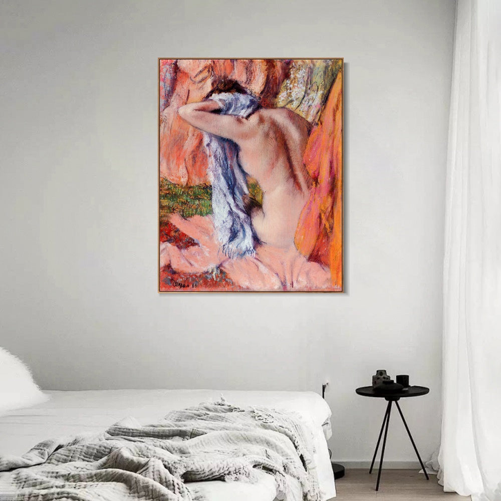 INVIN ART Framed Canvas Giclee Print Art After the Bath by Edgar Degas Wall Art