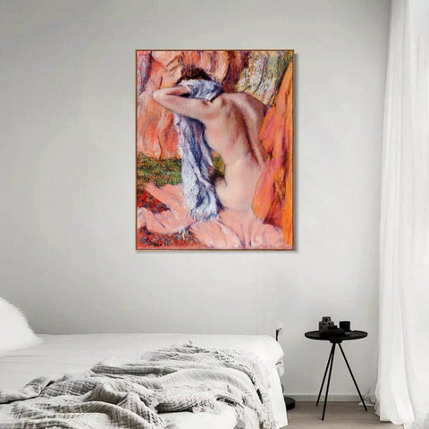 INVIN ART Framed Canvas Giclee Print Art After the Bath by Edgar Degas Wall Art Living Room Home Office Decorations