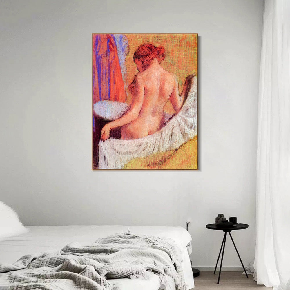 INVIN ART Framed Canvas Giclee Print Art After the Bath 2 by Edgar Degas Wall Art