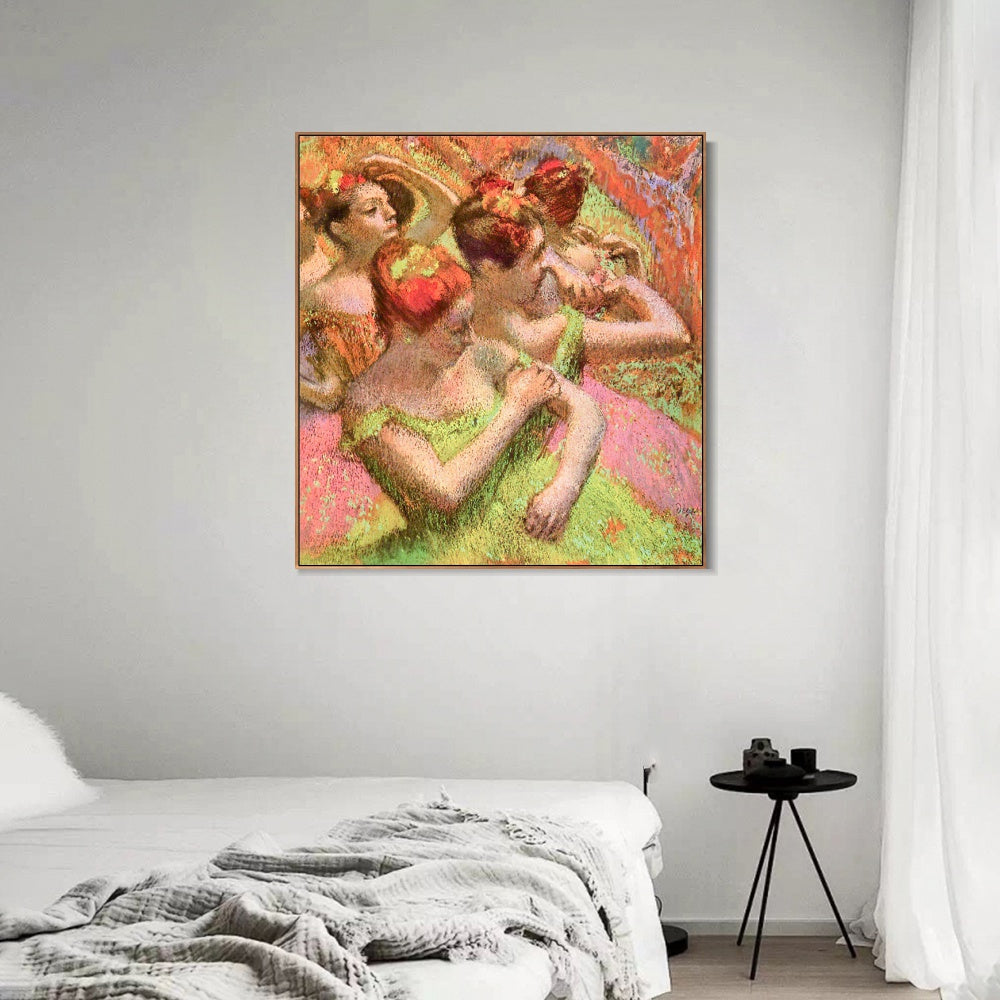 INVIN ART Framed Canvas Giclee Print Art Ballerinas Adjusting Their Dresses by Edgar Degas Wall Art Living Room Home Office Decorations