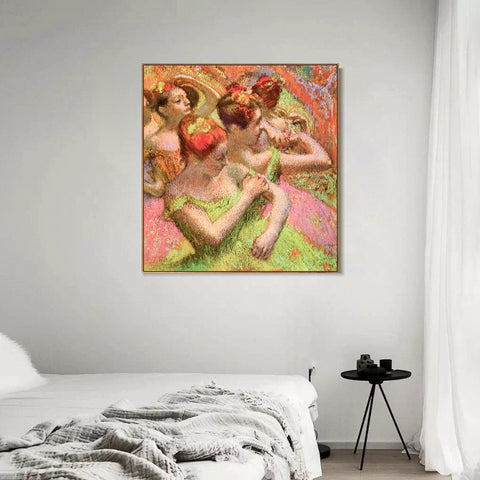 INVIN ART Framed Canvas Giclee Print Art Ballerinas Adjusting Their Dresses by Edgar Degas Wall Art Living Room Home Office Decorations