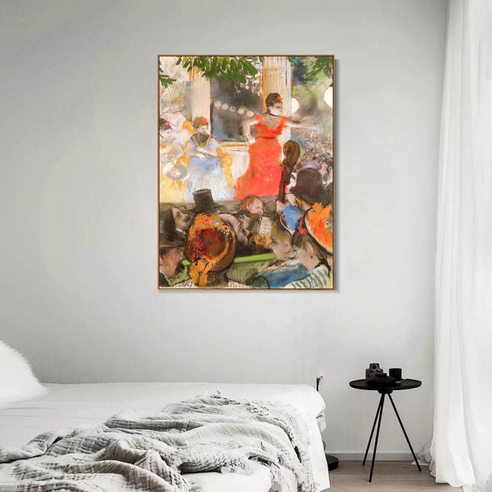 INVIN ART Framed Canvas Giclee Print Art Cafe Concert by Edgar Degas Wall Art