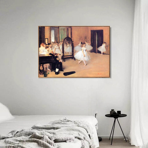 INVIN ART Framed Canvas Giclee Print Art Dance Class by Edgar Degas Wall Art Living Room Home Office Decorations