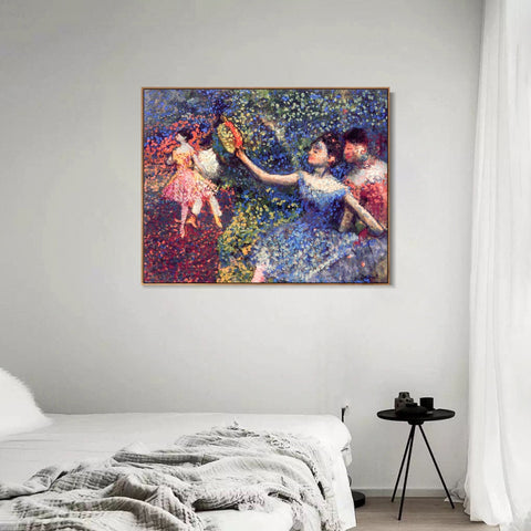 INVIN ART Framed Canvas Giclee Print Art Dancer and Tambourine by Edgar Degas Wall Art Living Room Home Office Decorations
