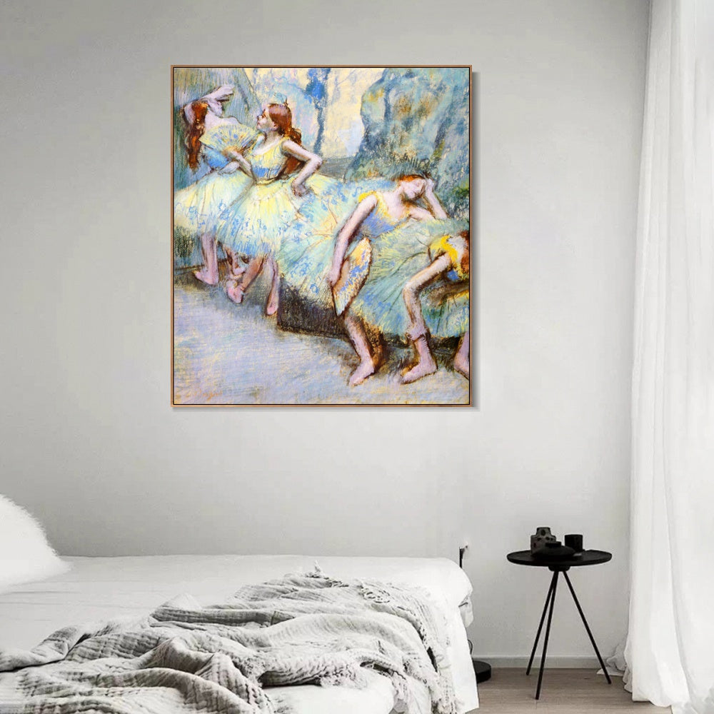 INVIN ART Framed Canvas Giclee Print Art Danseuses dans les coulisses by Edgar Degas Wall Art