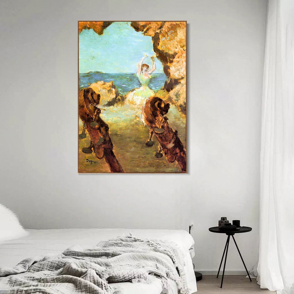 INVIN ART Framed Canvas Giclee Print Art Dancer on Stage by Edgar Degas Wall Art