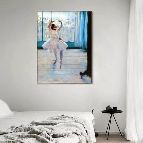 INVIN ART Framed Canvas Giclee Print Art Dancer Posing by Edgar Degas Wall Art Living Room Home Office Decorations