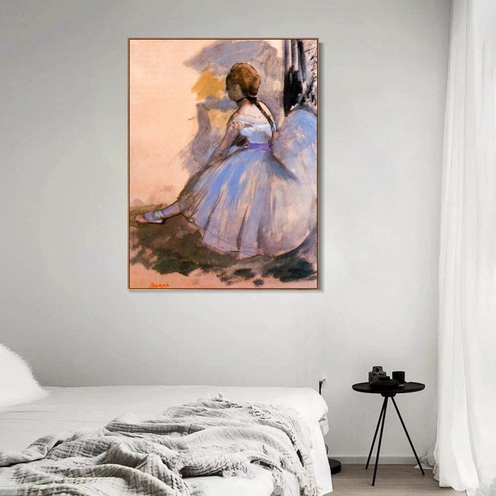 INVIN ART Framed Canvas Giclee Print Art Dancer Seated (study) by Edgar Degas Wall Art