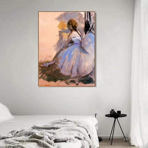 INVIN ART Framed Canvas Giclee Print Art Dancer Seated (study) by Edgar Degas Wall Art Living Room Home Office Decorations