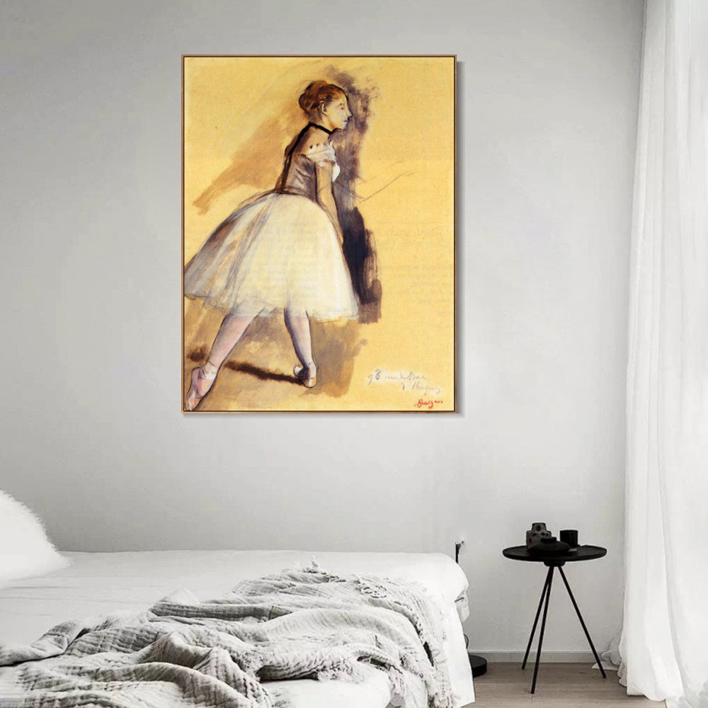 INVIN ART Framed Canvas Giclee Print Art Dancer Standing (study) 2 by Edgar Degas Wall Art