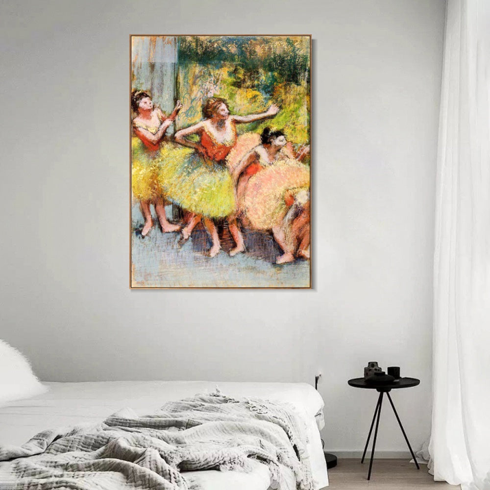 INVIN ART Framed Canvas Giclee Print Art Dancers in Green and Yellow,1899-1904 by Edgar Degas Wall Art