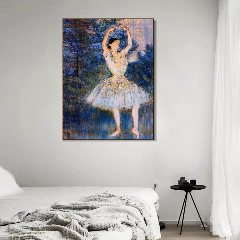 INVIN ART Framed Canvas Giclee Print Art Dancer with Raised Arms by Edgar Degas Wall Art