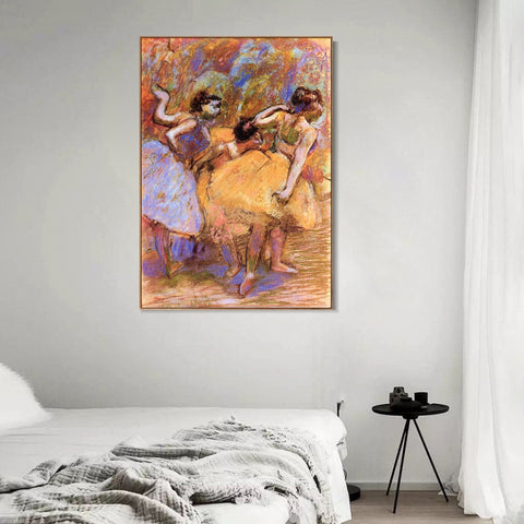 INVIN ART Framed Canvas Giclee Print Art Dancers,circa 1900 by Edgar Degas Wall Art Living Room Home Office Decorations