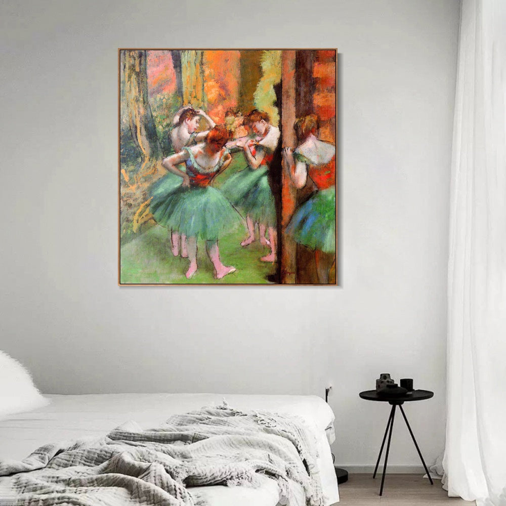 INVIN ART Framed Canvas Giclee Print Art Dancers, Pink and Green,circa 1885-1895 by Edgar Degas Wall Art