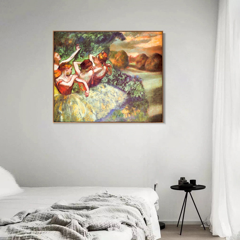 INVIN ART Framed Canvas Giclee Print Art Four Dancers, circa 1899 by Edgar Degas Wall Art