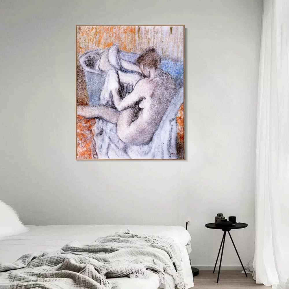 INVIN ART Framed Canvas Giclee Print Art La Toilette apres le Bain,1886-1890 by Edgar Degas Wall Art