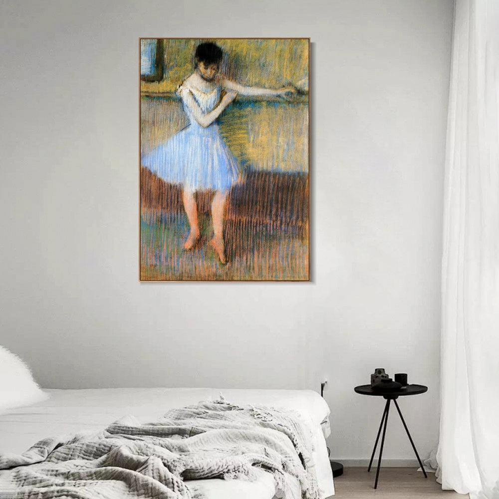 INVIN ART Framed Canvas Giclee Print Art Dancer in Blue at the Barre,circa 1889 by Edgar Degas Wall Art