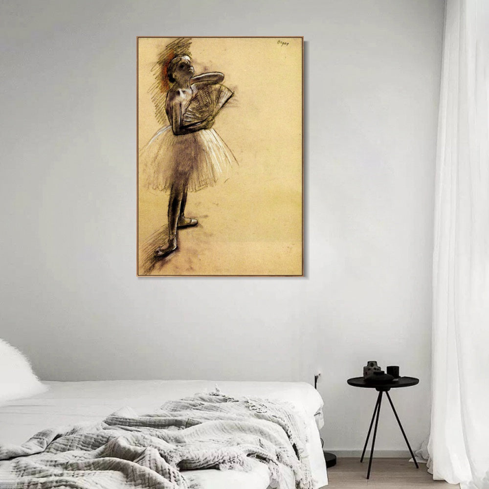 INVIN ART Framed Canvas Giclee Print Art Dancer with a Fan - 1880 by Edgar Degas Wall Art
