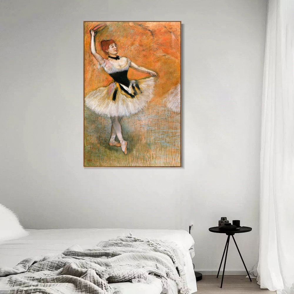 INVIN ART Framed Canvas Giclee Print Art Dancer with Tambourine ,1882 by Edgar Degas Wall Art