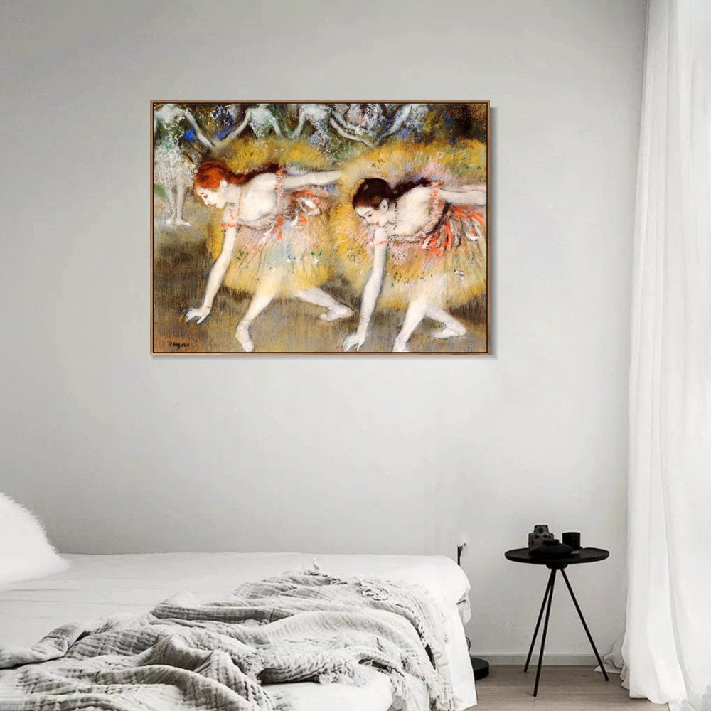 INVIN ART Framed Canvas Giclee Print Art Dancers Bending Down by Edgar Degas Wall Art
