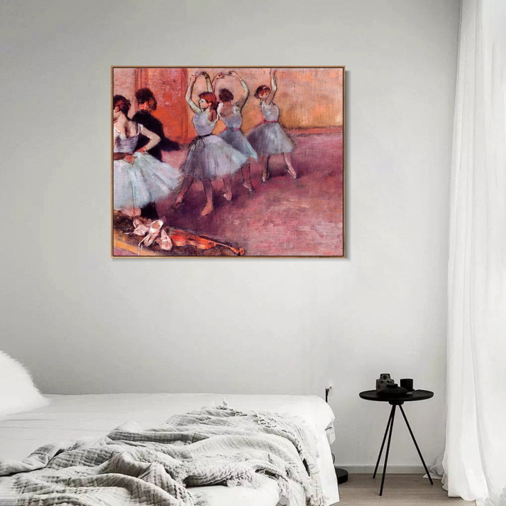 INVIN ART Framed Canvas Giclee Print Art Dancers in Light Blue by Edgar Degas Wall Art