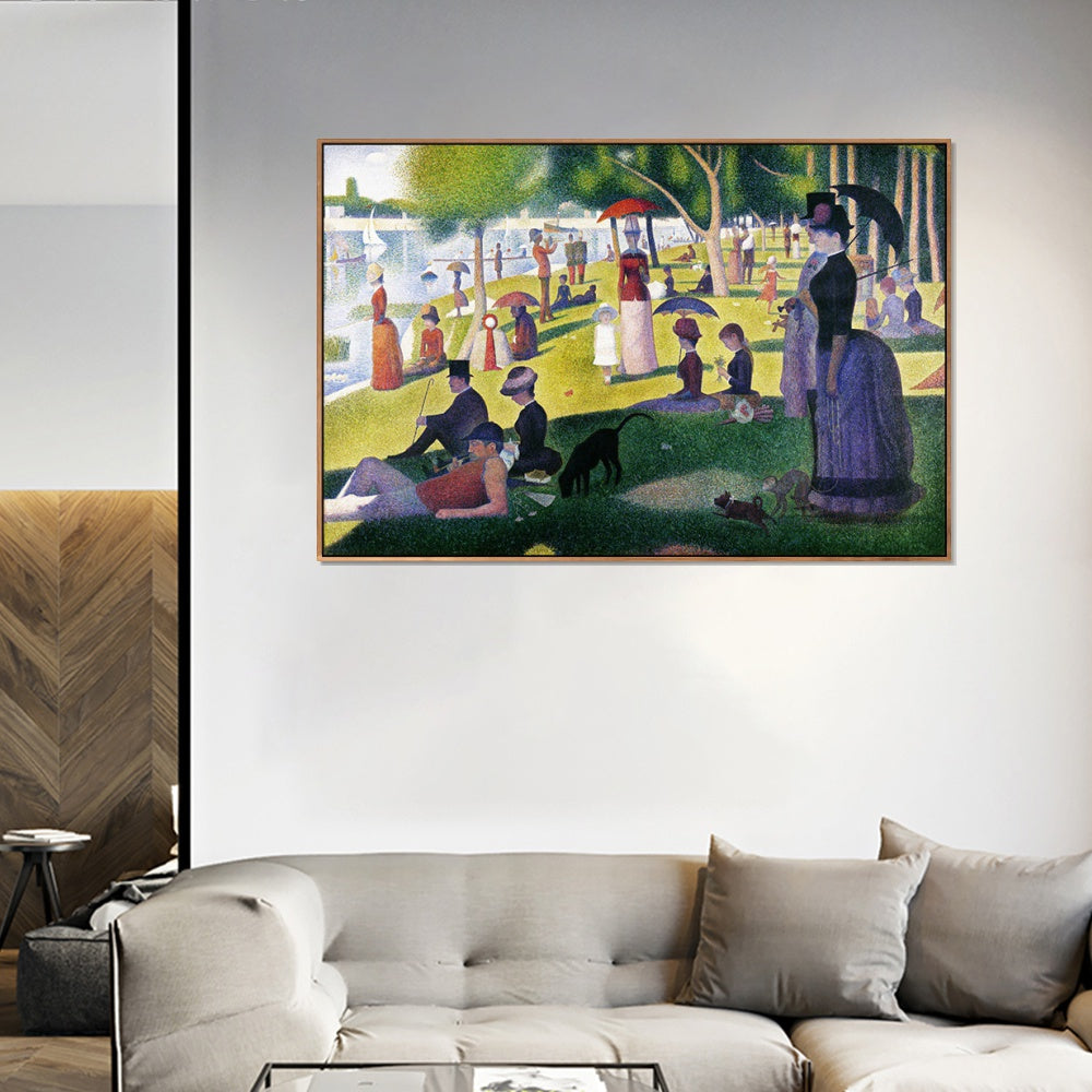 INVIN ART Framed Canvas Giclee Print Art A Sunday Afternoon on the Island of La Grande Jatte by Georges Seurat Wall Art Living Room Home Office Decorations