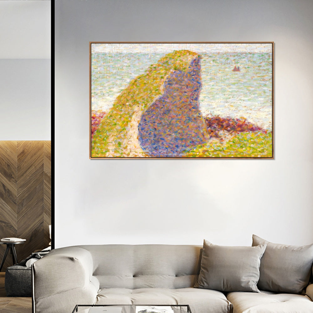 INVIN ART Framed Canvas Giclee Print Art Le Bec du Hoc ¨¤ Grandcamp by Georges Seurat Wall Art Living Room Home Office Decorations
